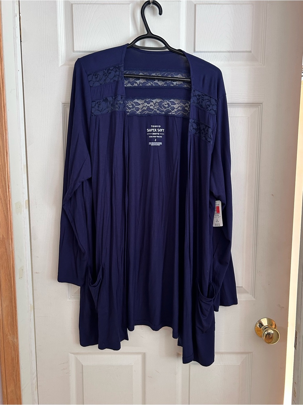NWT Torrid Super Soft Cardigan Lace Yolk Blue Size 2X